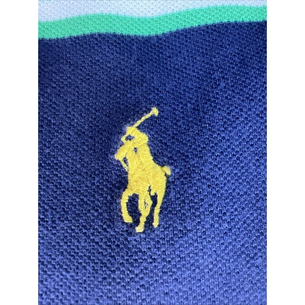 Polo by Ralph Lauren Blue Tag Polo XXL Prep Navy Pink Multi Stripe Y2K Prep VTG